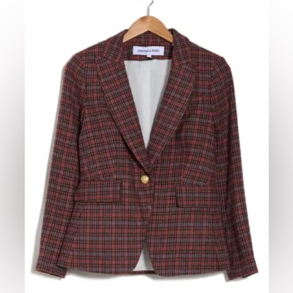 Veronica Beard Dickey Plaid Single-Button Blazer